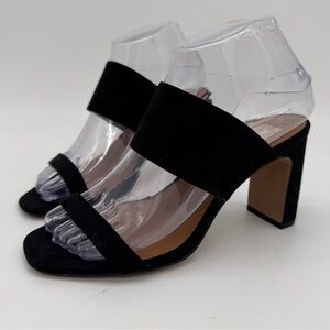 Band of Gypsies Torrey Black Double Strap Slip On Block Heel Sandal Size 6.5